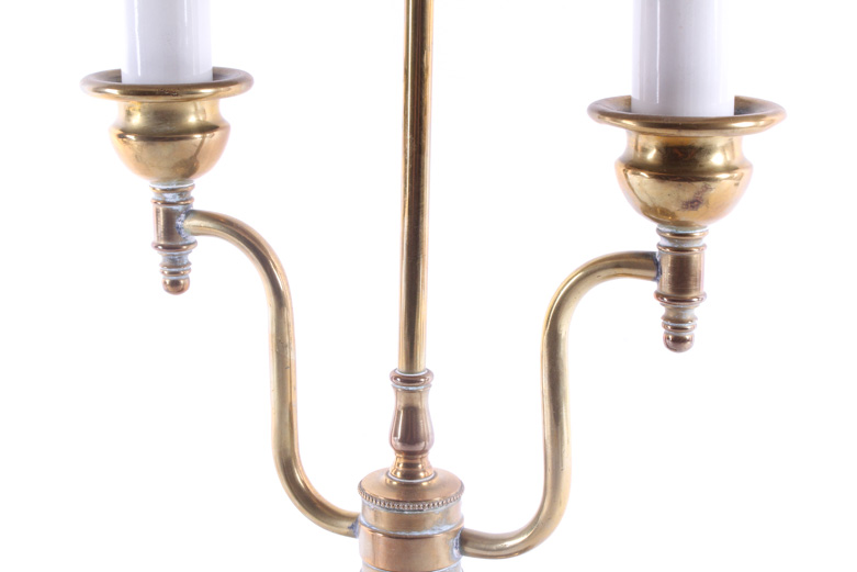 Vintage Brass Bouillotte Style Candelabra Table Lamp