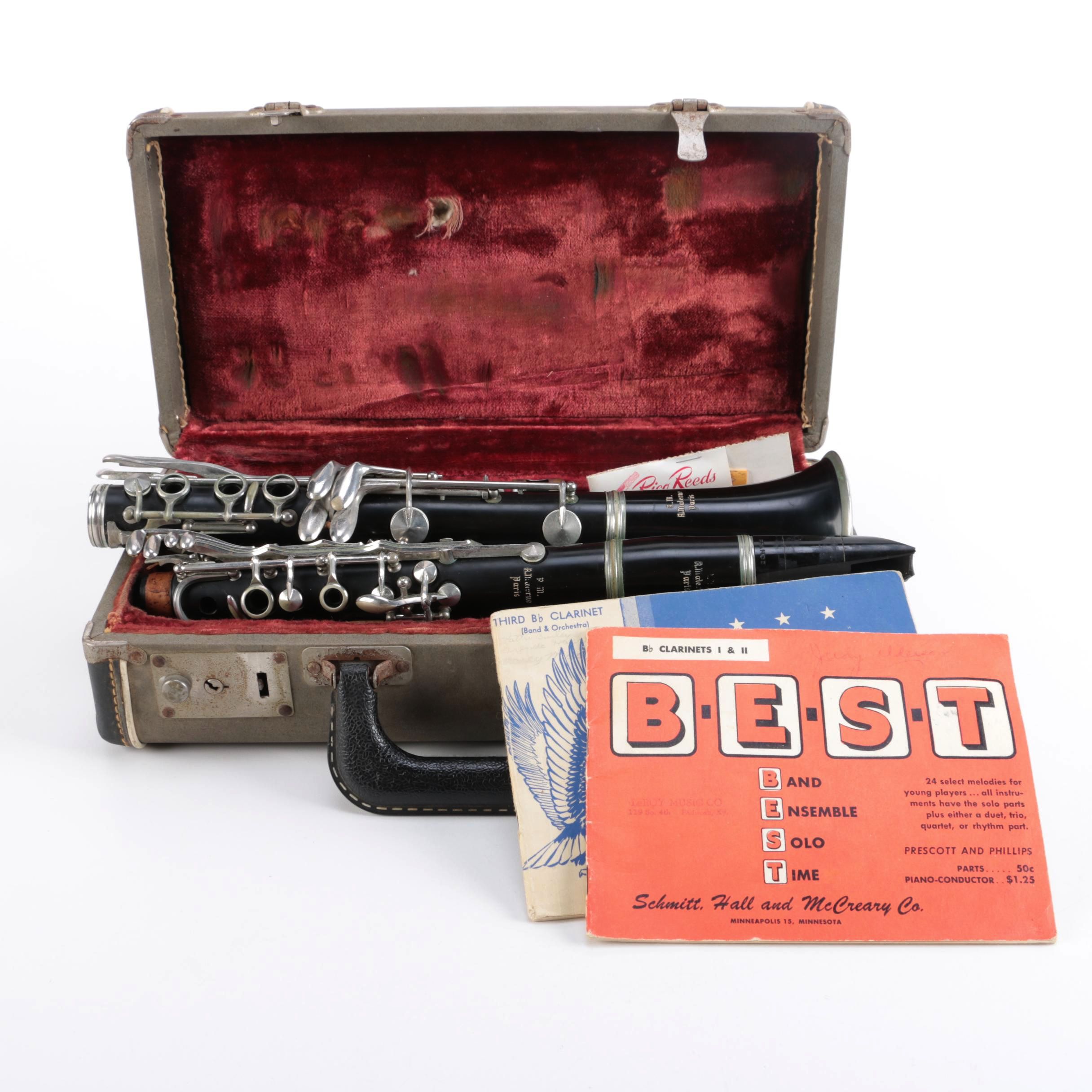 Vintage R.M. R. Malerne Paris B Flat Clarinet With Case