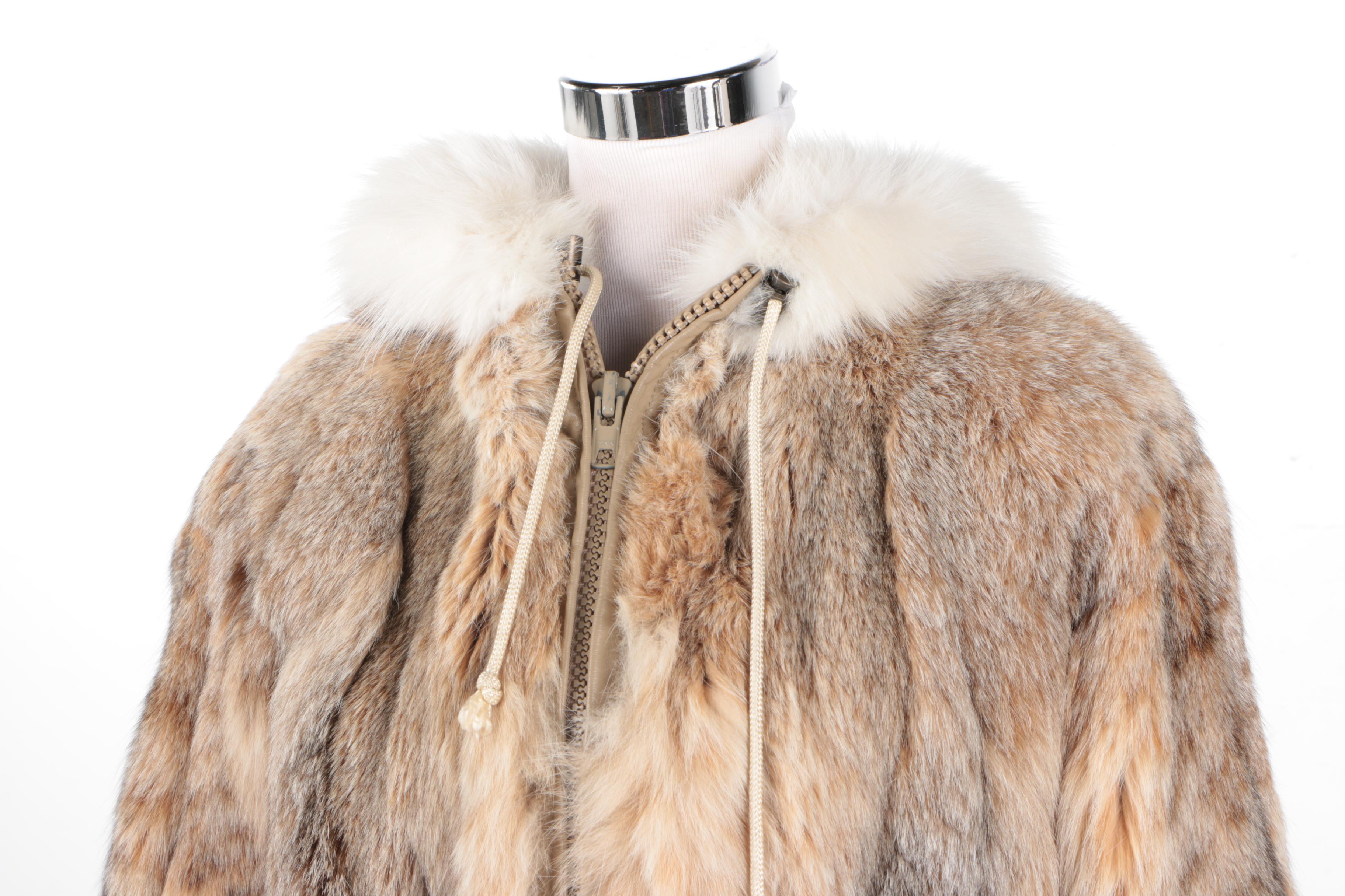 Canadian Lynx Coat with Fox Fur Trim Hood