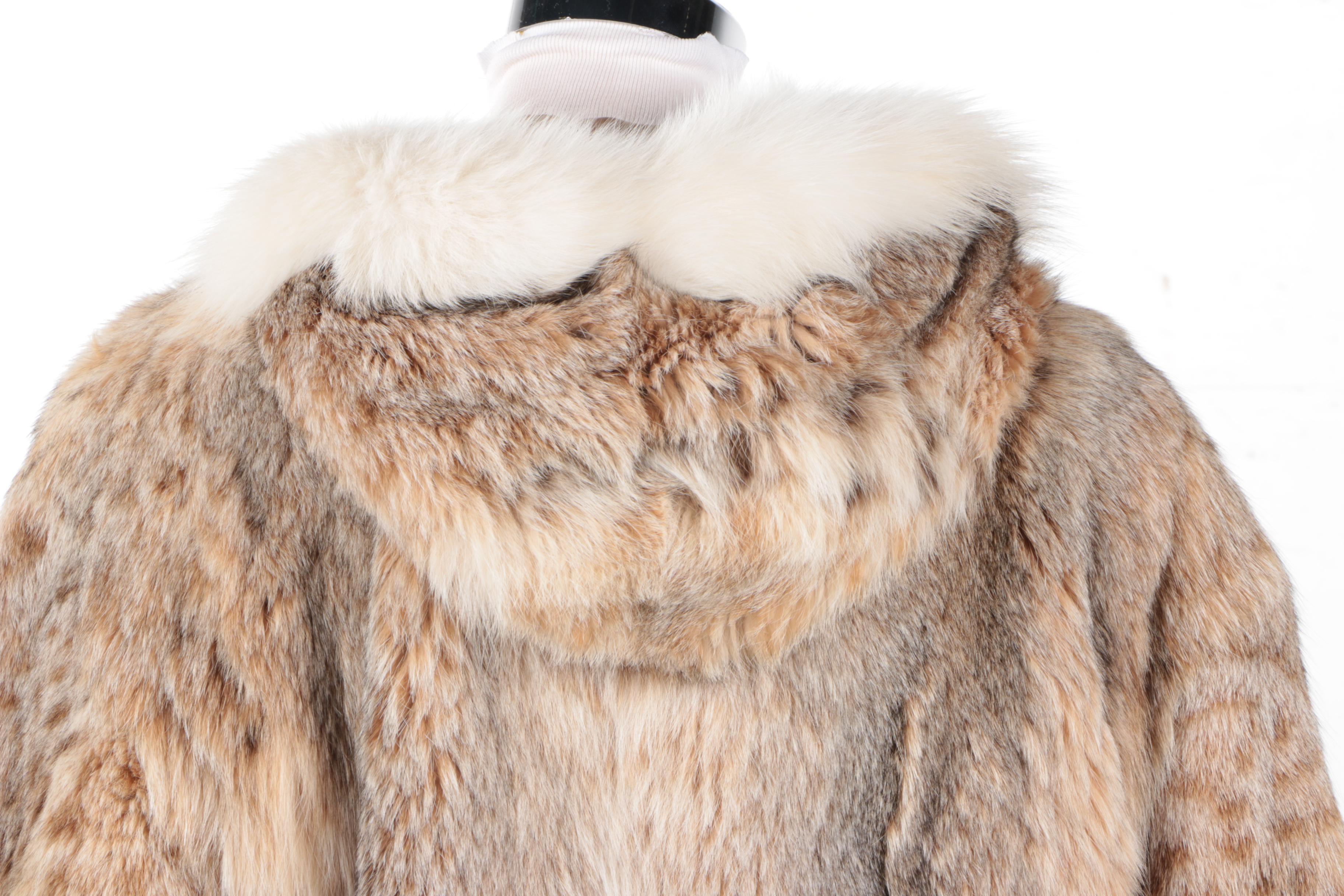 Canadian Lynx Coat with Fox Fur Trim Hood