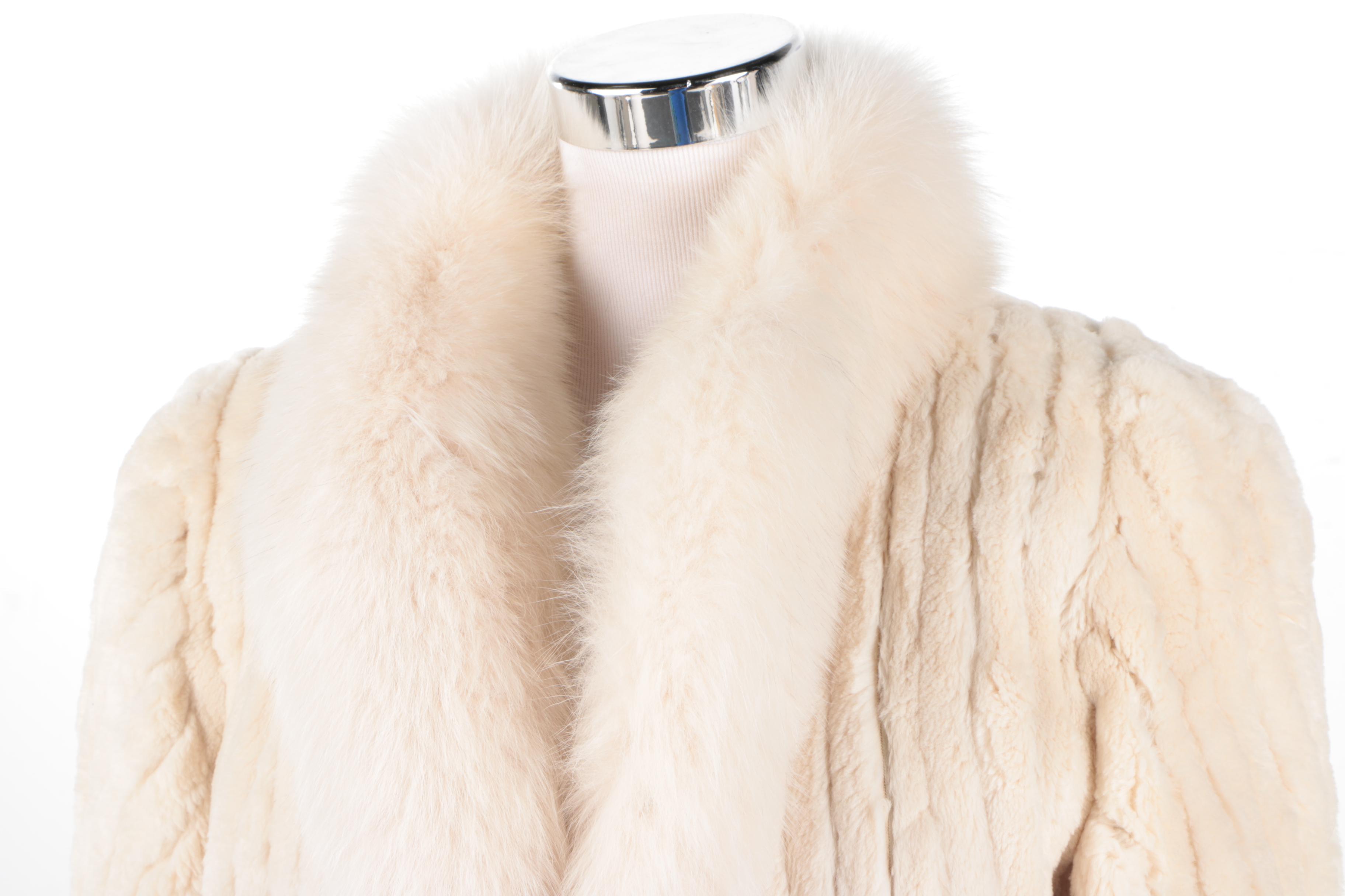 Sheared Canadian Beaver Coat with Fox Trim