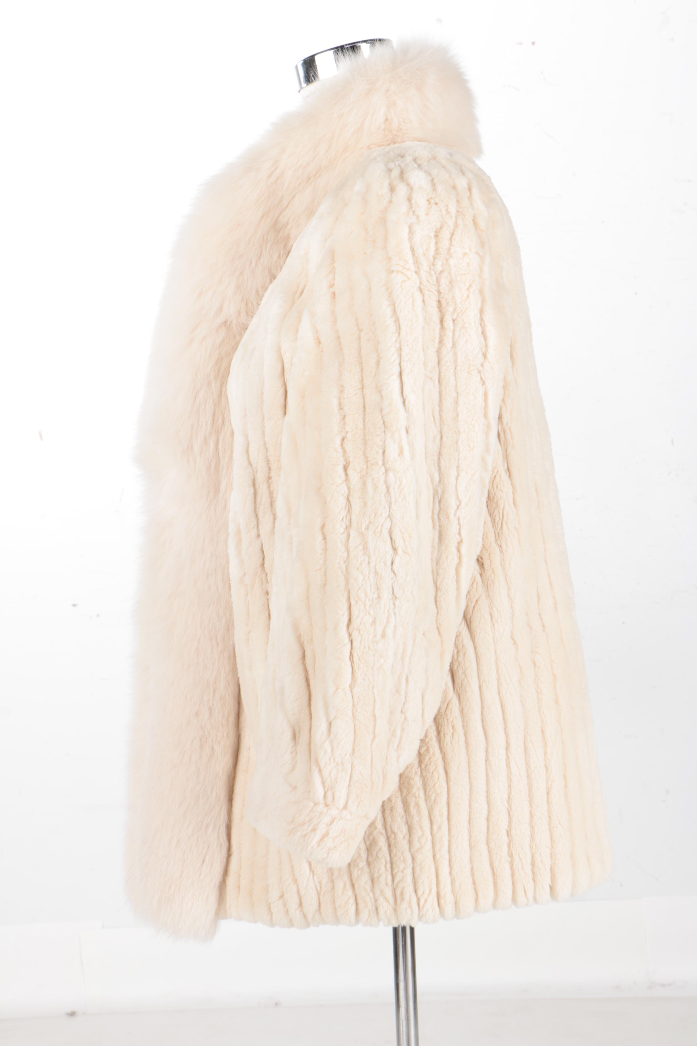 Sheared Canadian Beaver Coat with Fox Trim