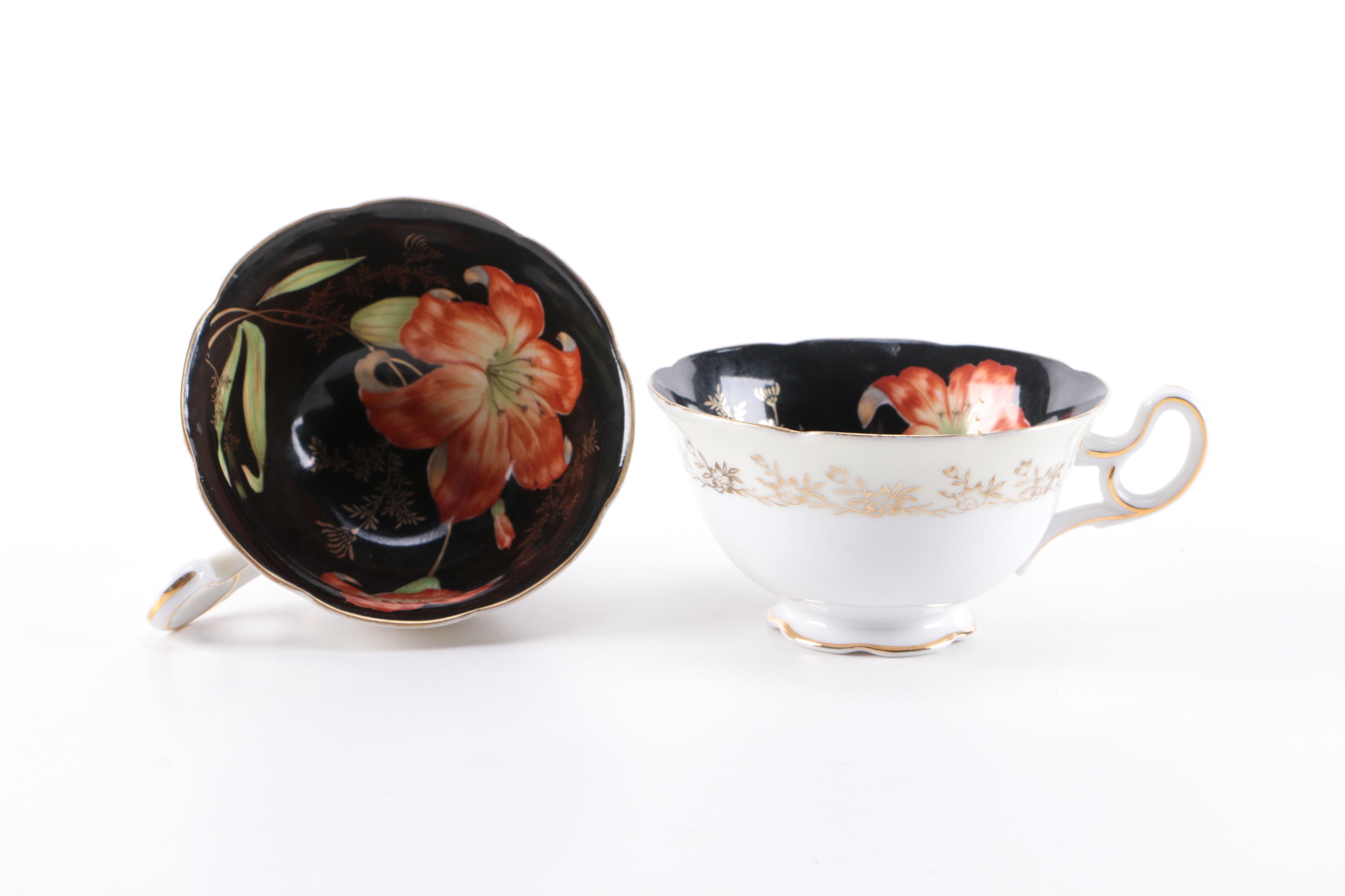 Vintage Set of Five Rossetti Teacups and Saucers