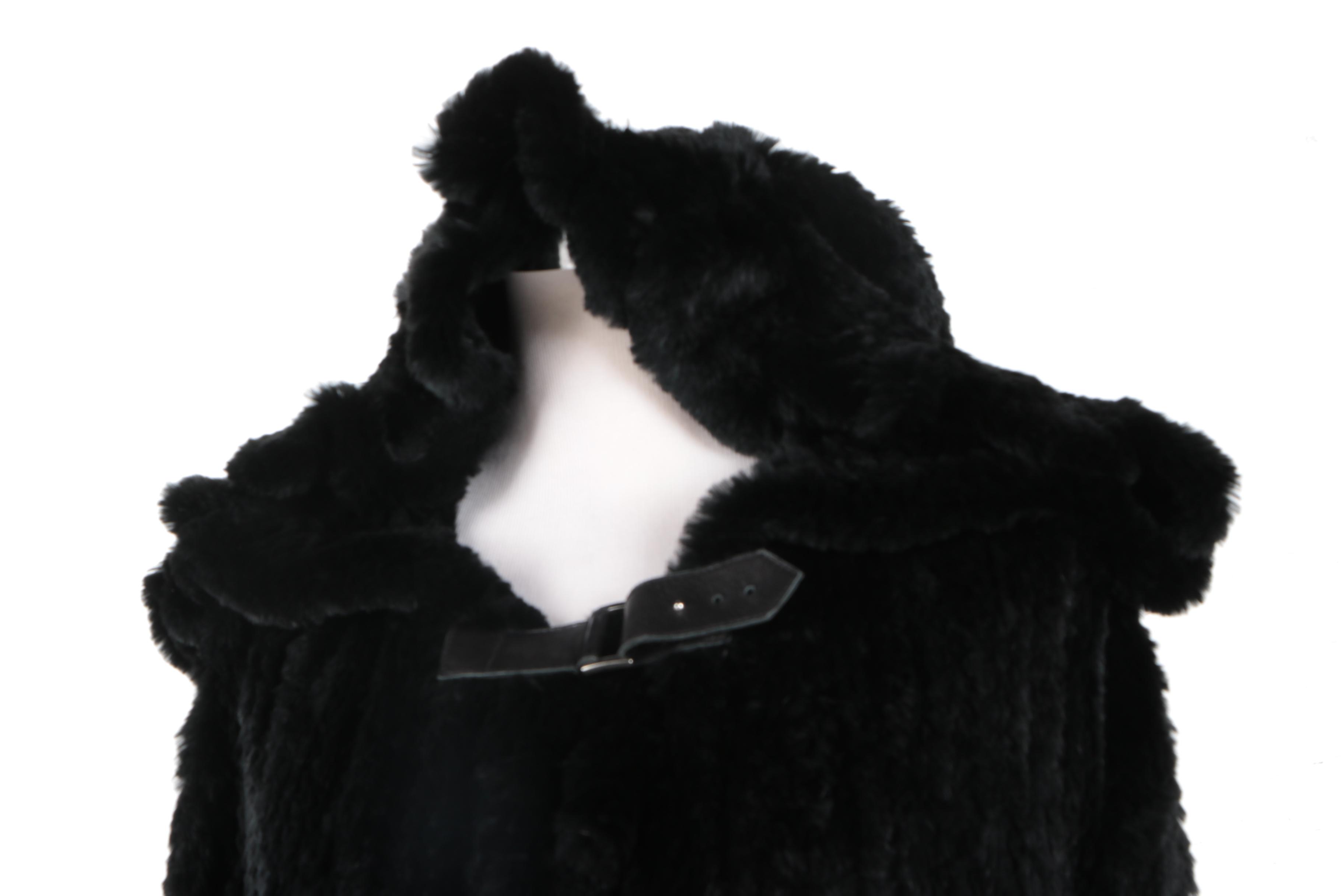 Women's Sheared Rabbit Hooded Coat