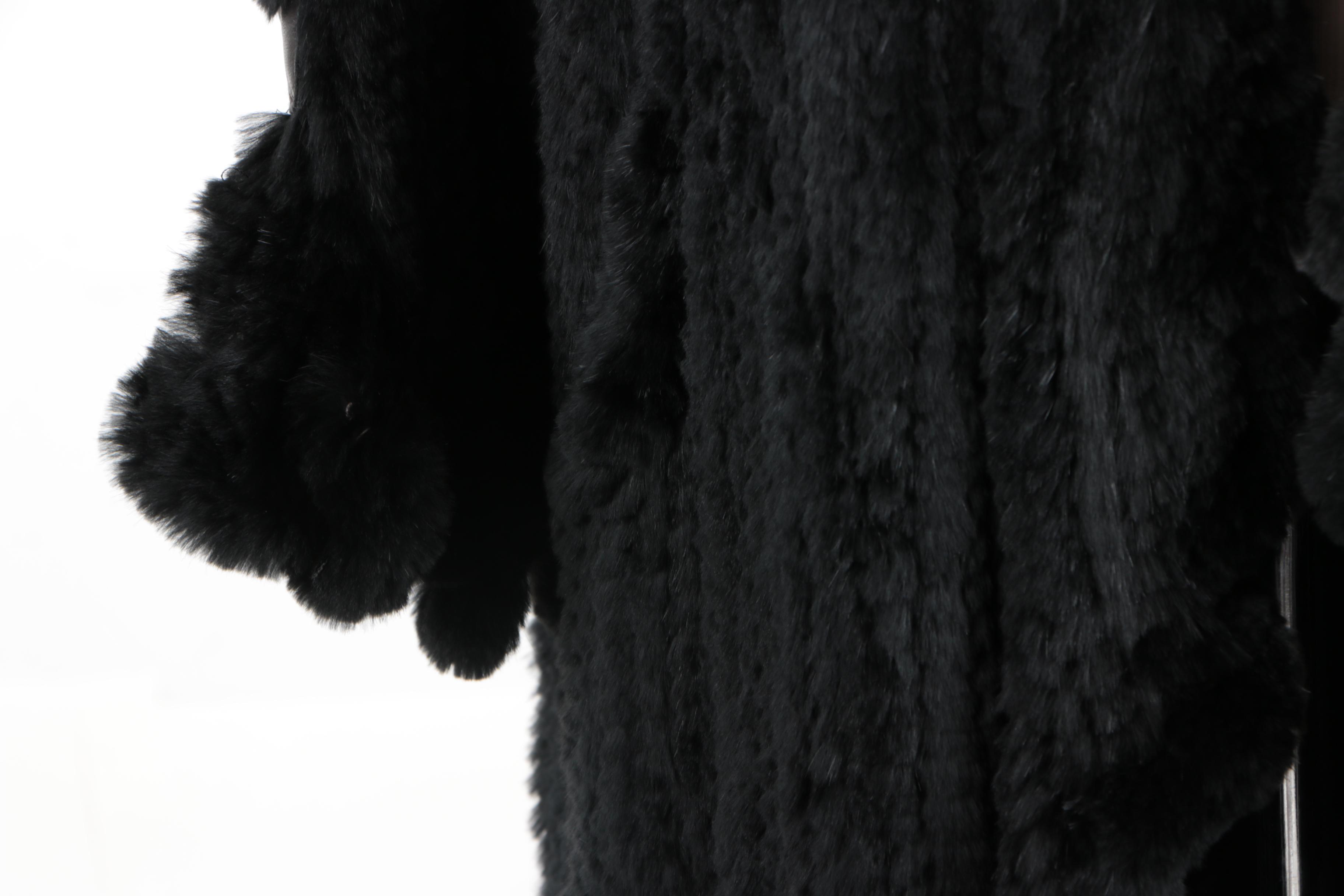 Women's Sheared Rabbit Hooded Coat