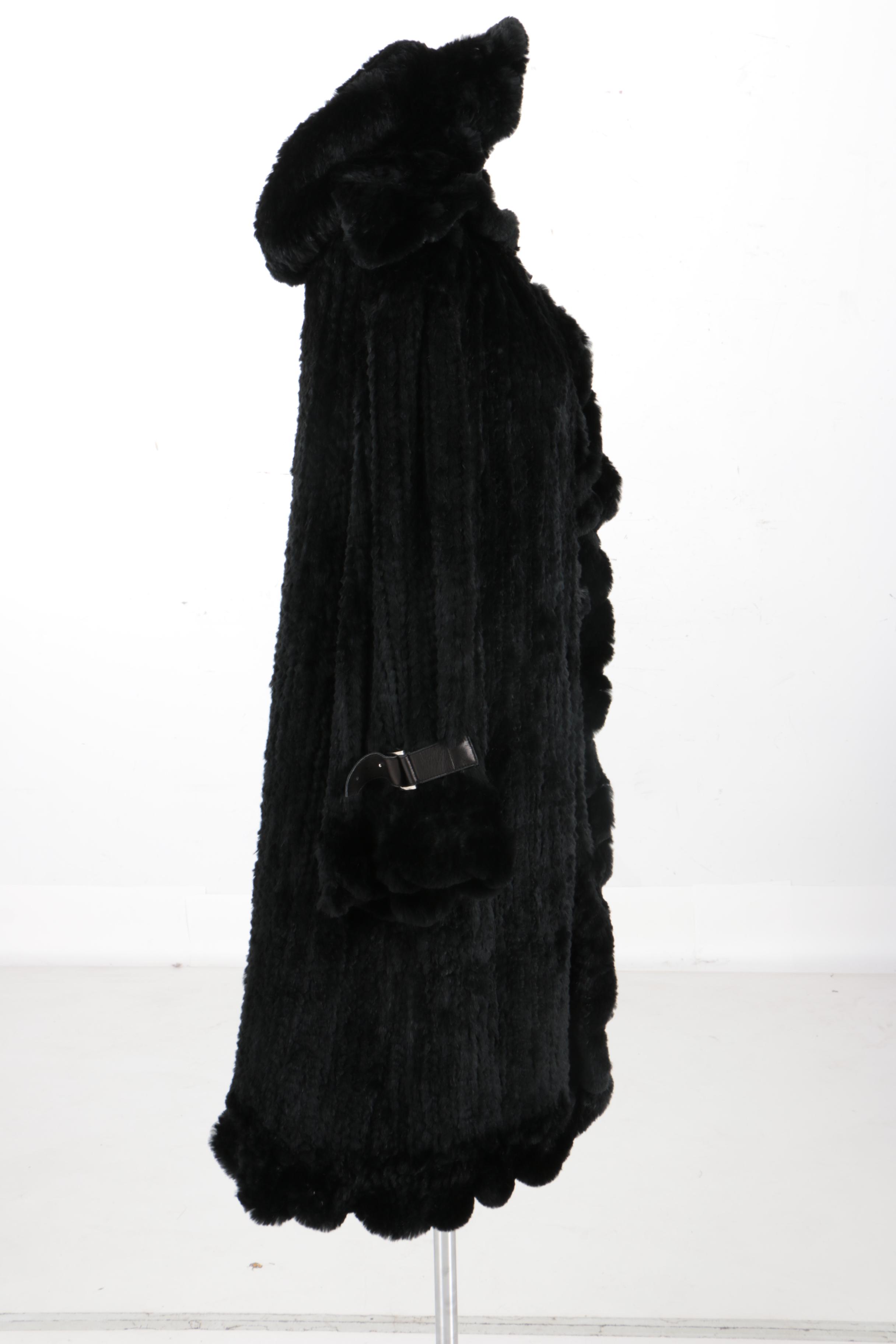 Women's Sheared Rabbit Hooded Coat