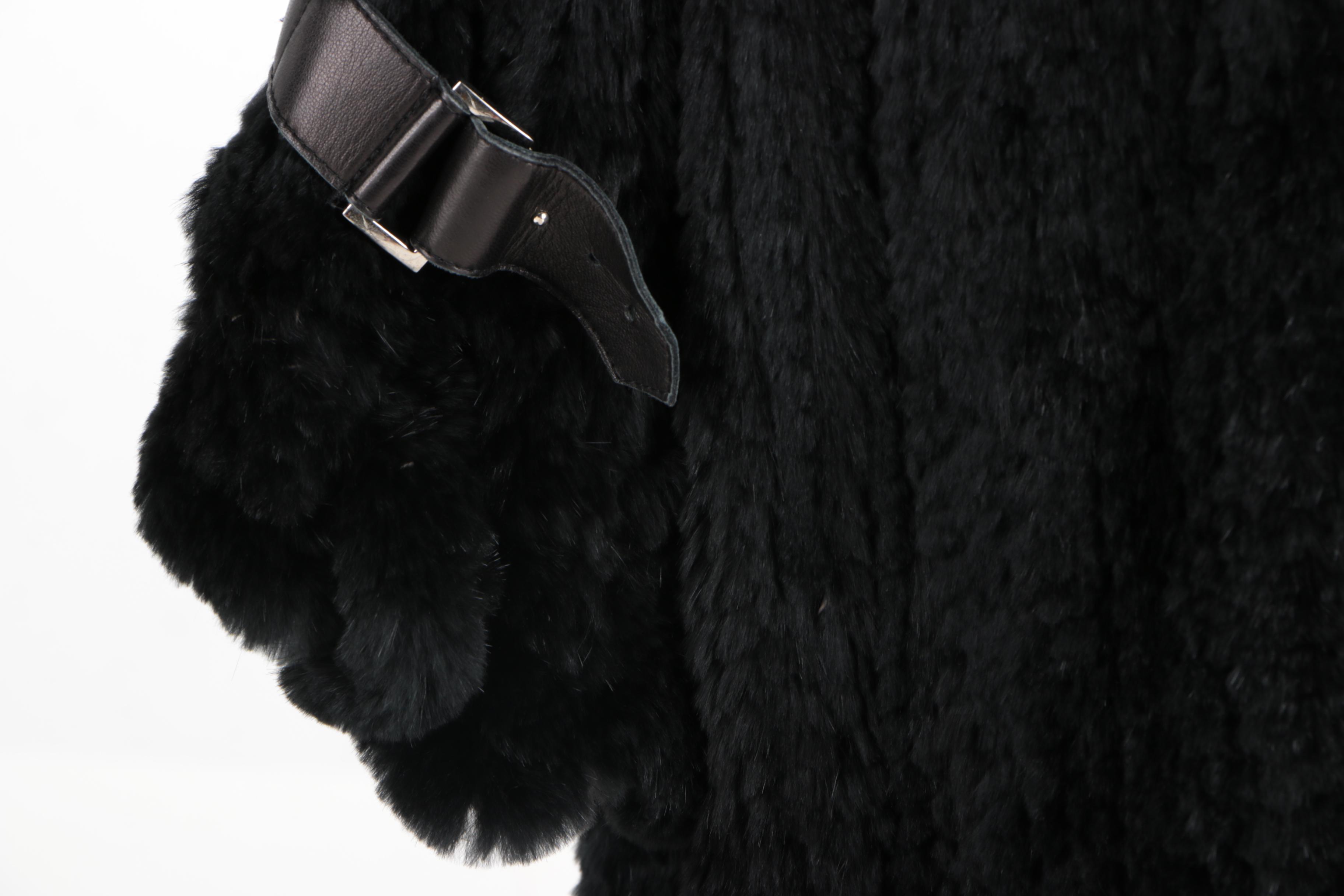 Women's Sheared Rabbit Hooded Coat