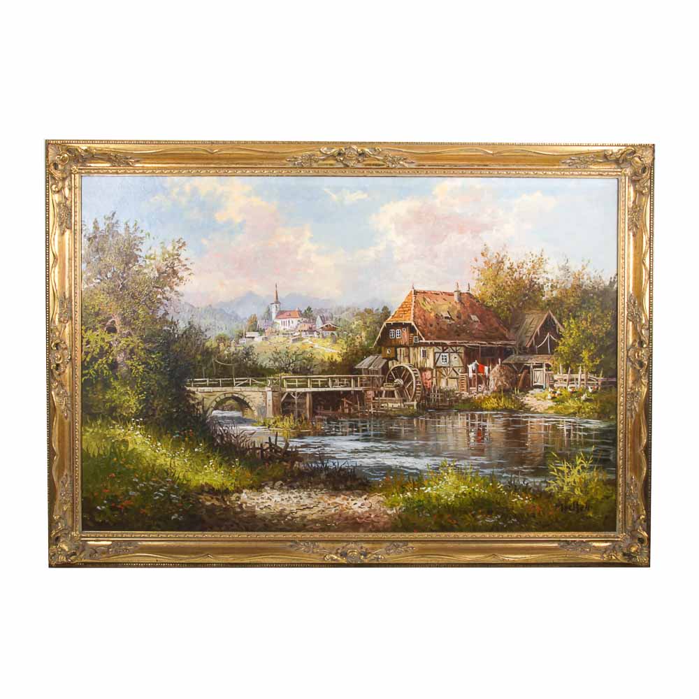 Al Mettel Oil Painting "Alte Muhle in Oberfranken"
