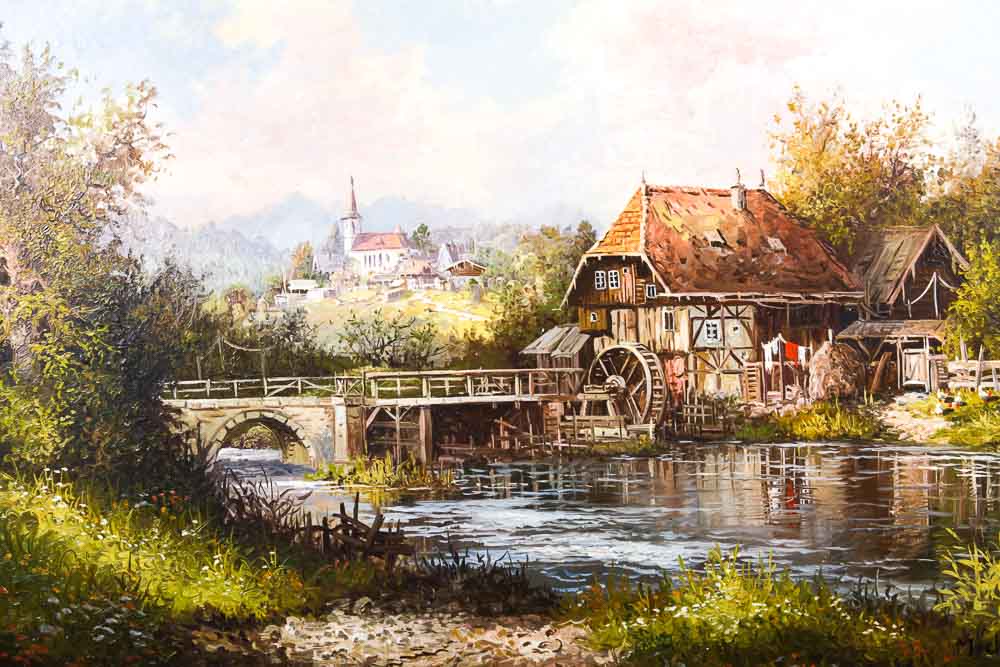 Al Mettel Oil Painting "Alte Muhle in Oberfranken"