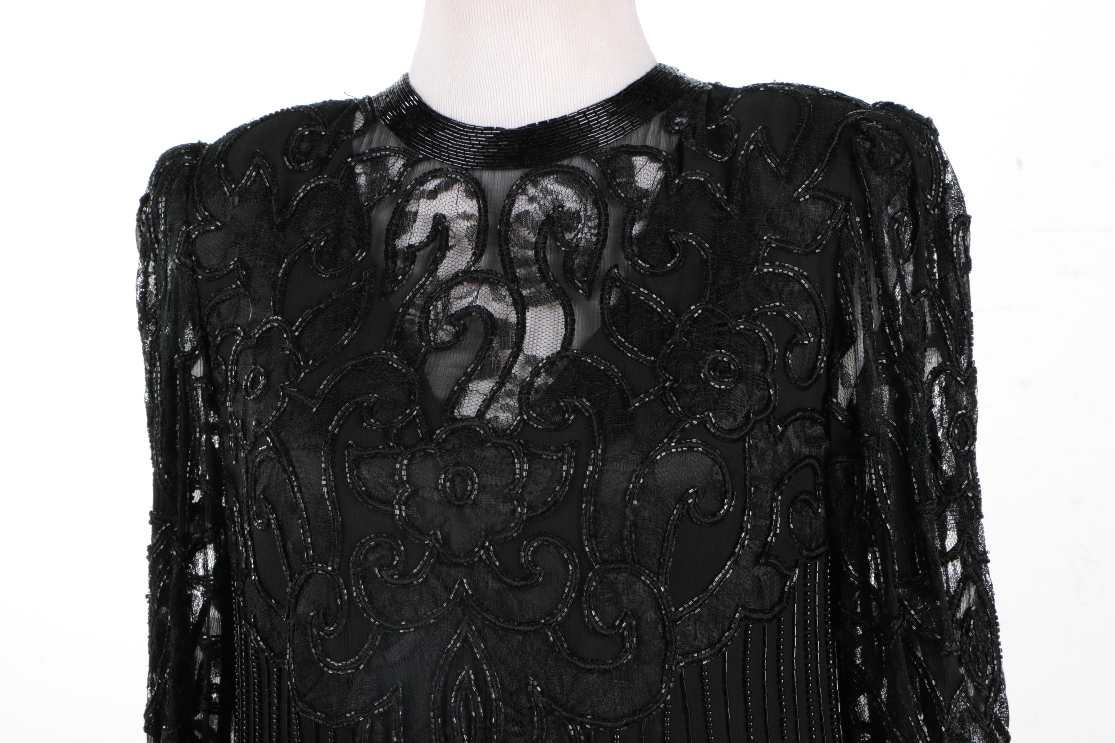 Circa1980 Silk, Lace, and Beaded Dress