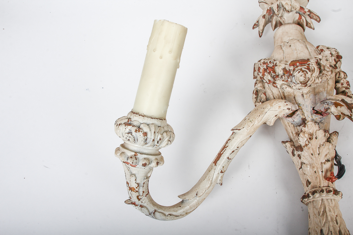 Set of Carved Wood Sconces