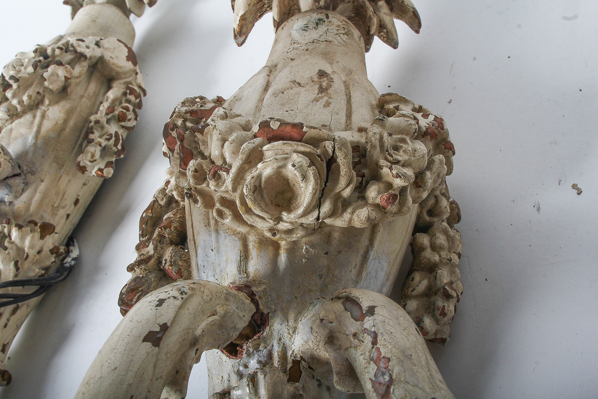 Set of Carved Wood Sconces