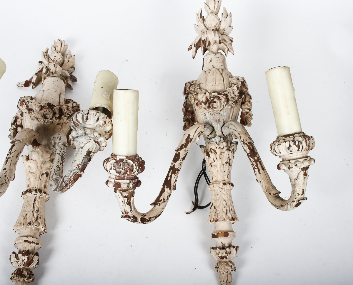 Pair of Antique Carved Wood Sconces