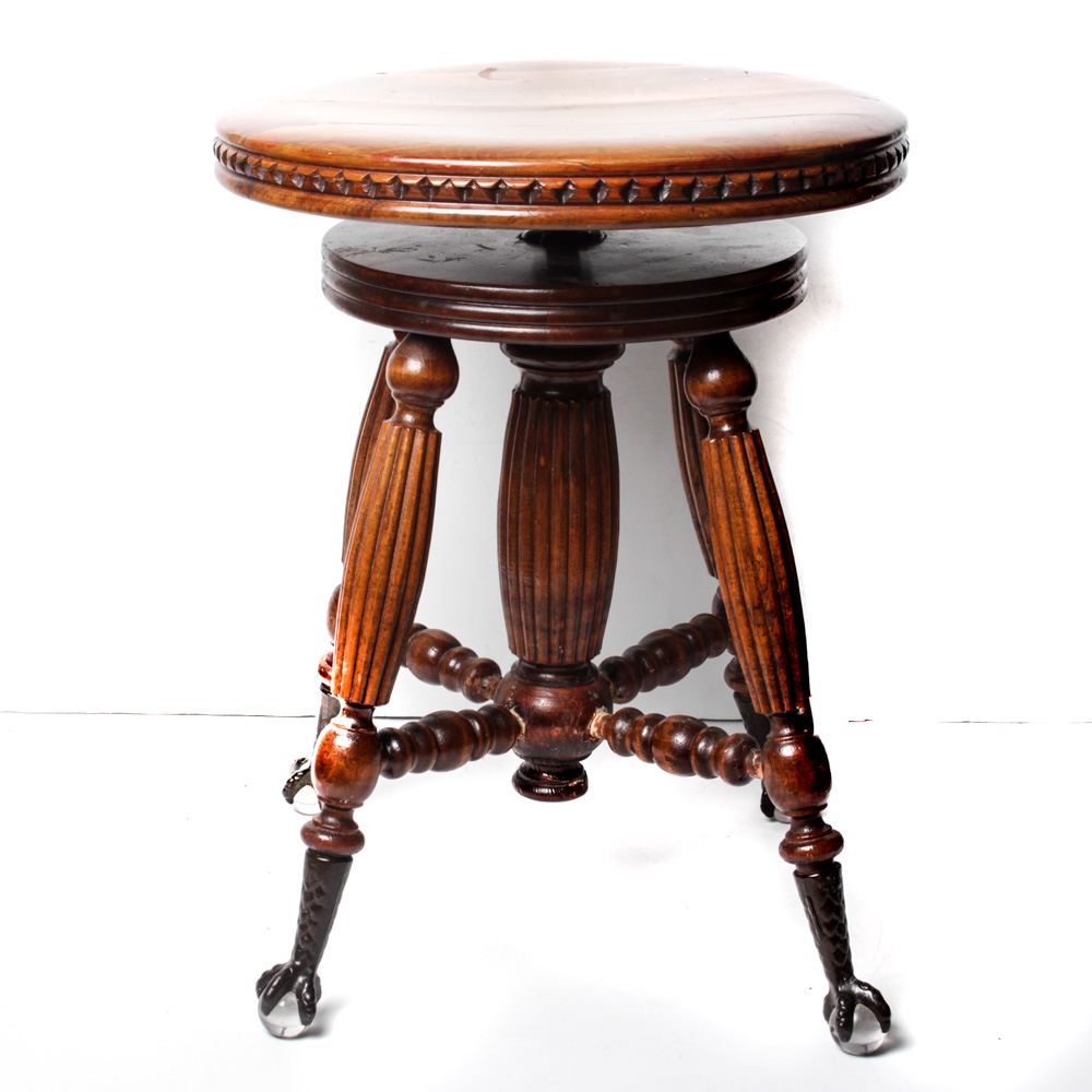 Antique Elevating Piano Stool
