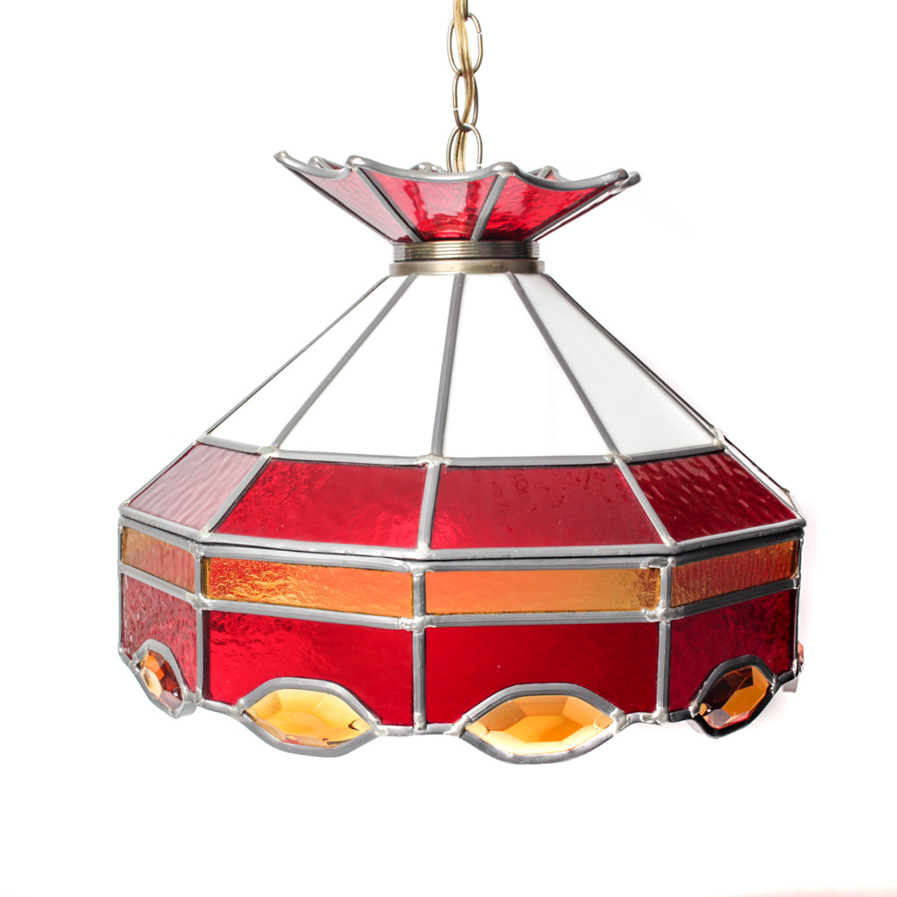 Vintage Leaded Glass Hanging Lamp