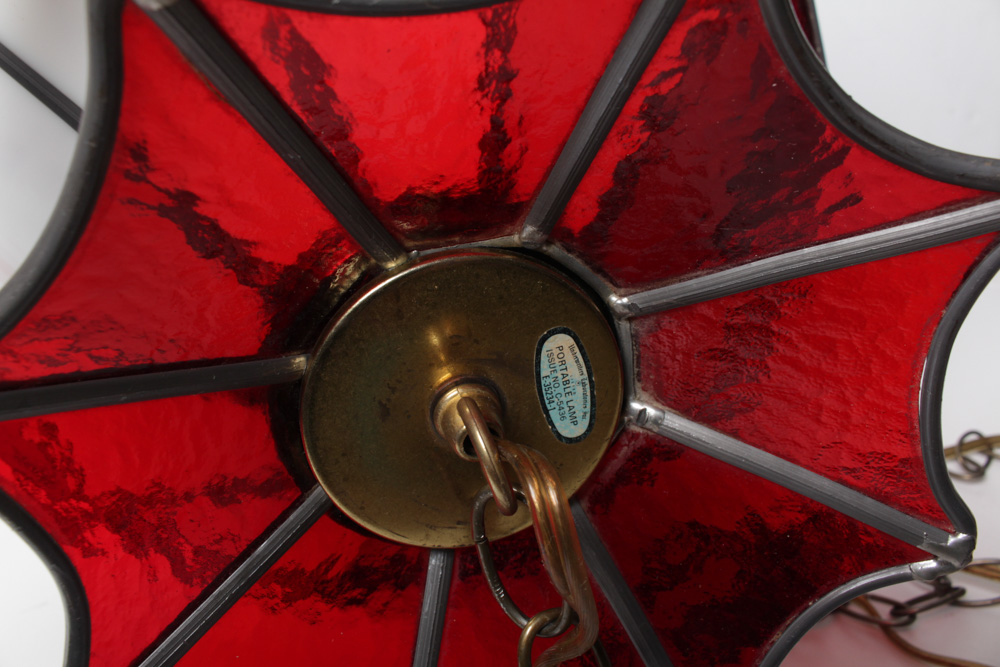 Vintage Leaded Glass Hanging Lamp