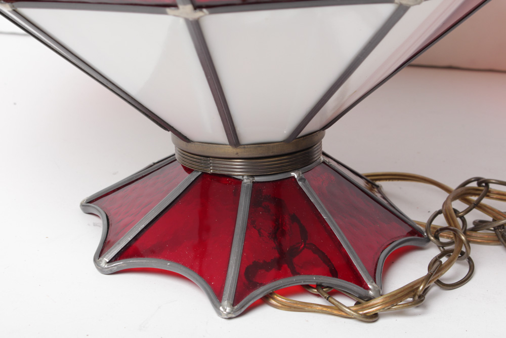 Vintage Leaded Glass Hanging Lamp