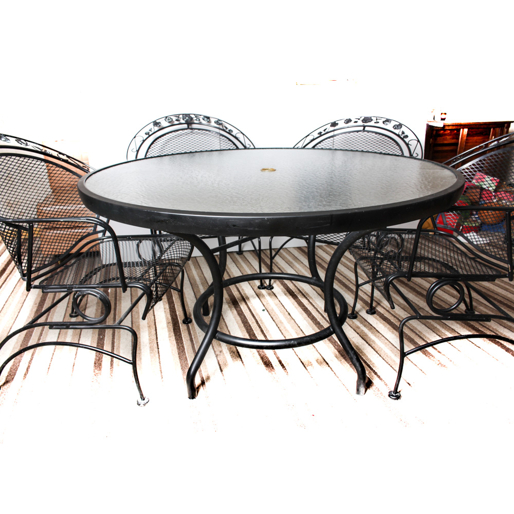Vintage Wrought Iron Patio Table and Chairs