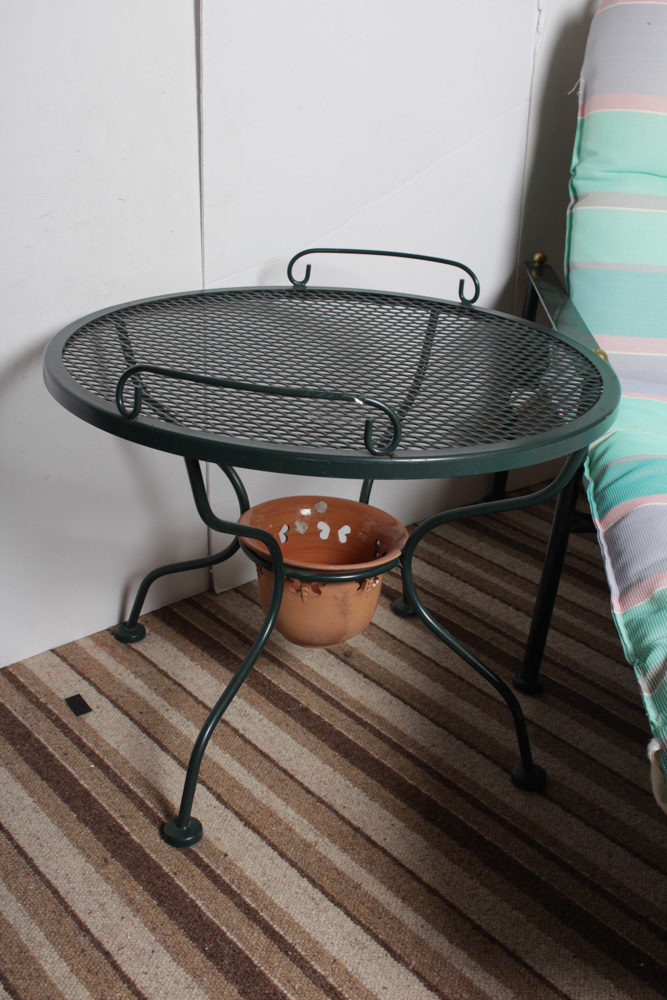 Vintage Chaise Lounge Patio Chair and Accent Table
