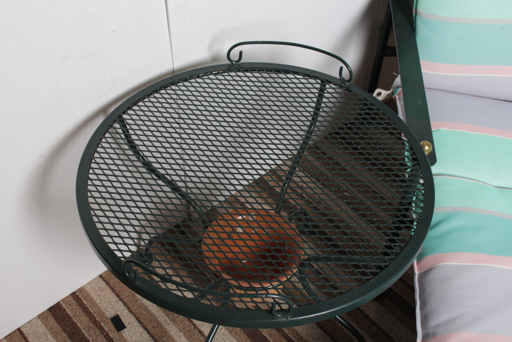 Vintage Chaise Lounge Patio Chair and Accent Table