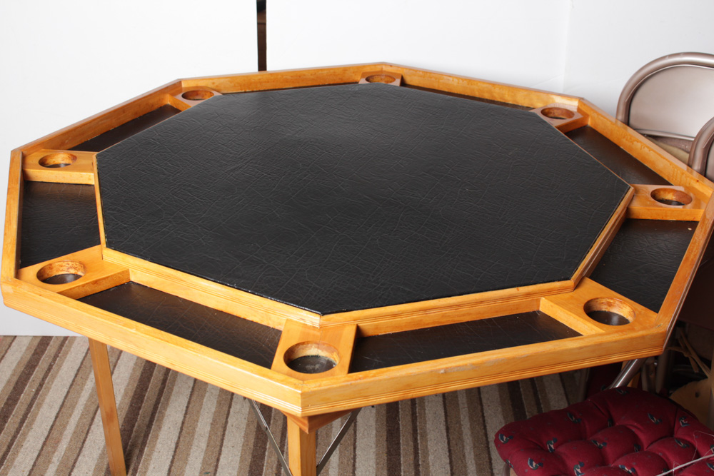 Vintage Folding Poker Table and Samsonite Chairs
