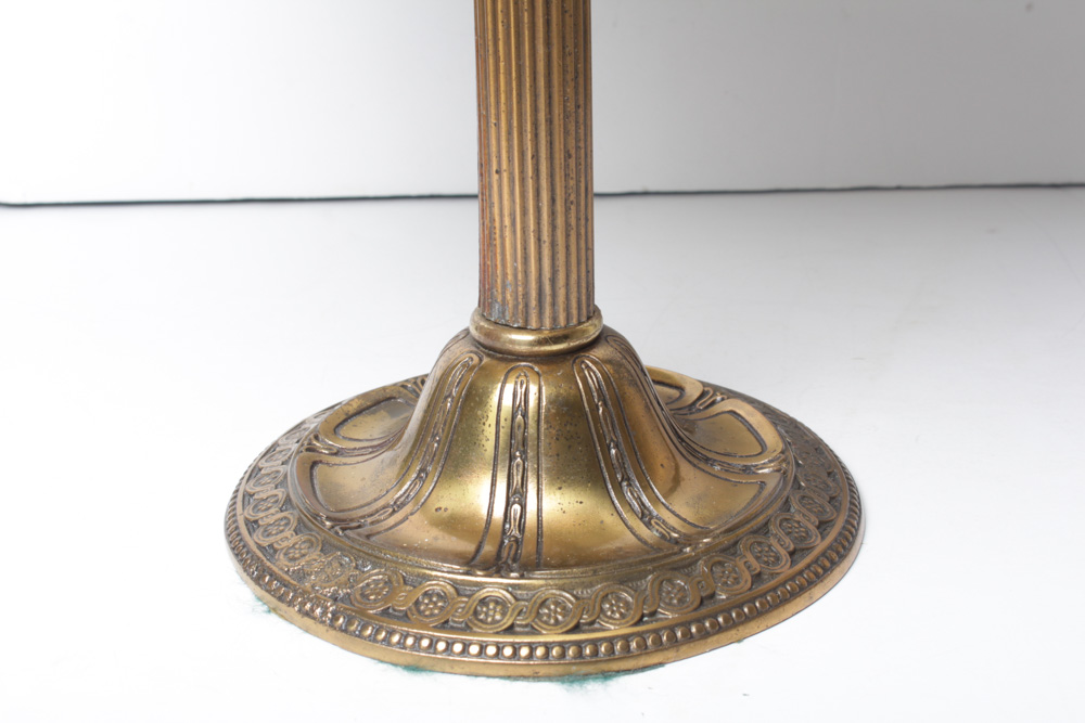 Vintage Slag Glass Brass Table Lamp