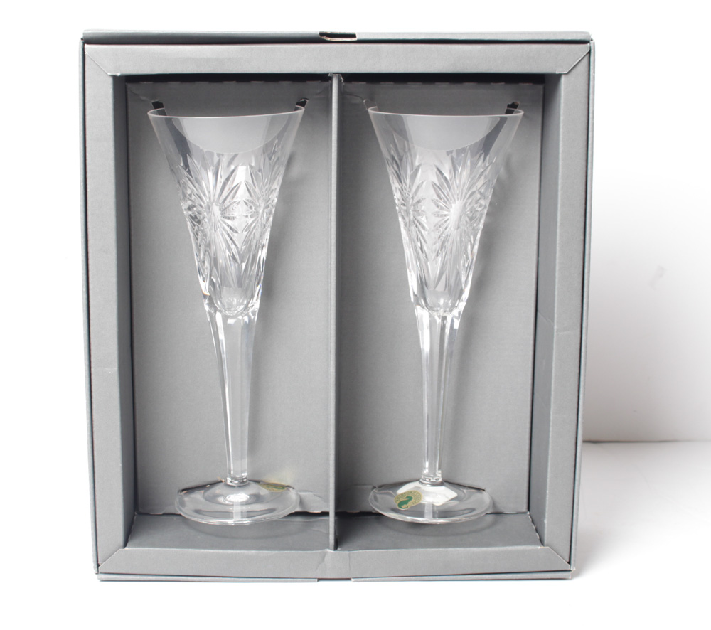 Waterford Crystal Millennium "Health" Toasting Flutes