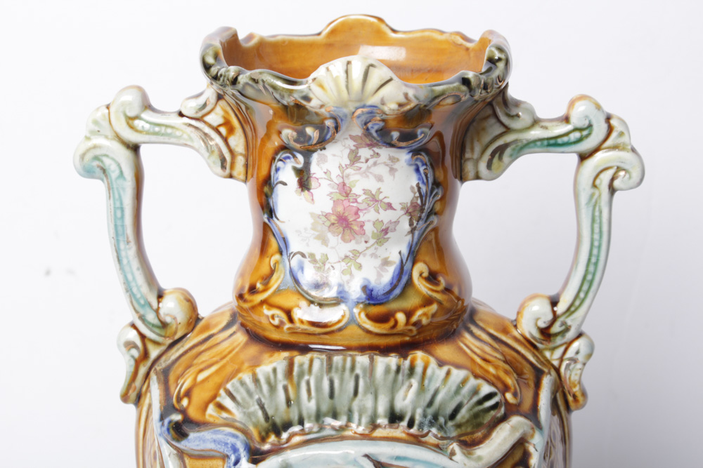 Antique English Majolica Vase