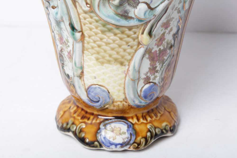 Antique English Majolica Vase