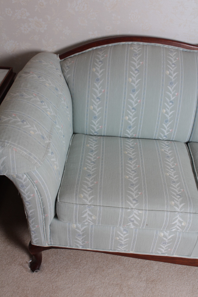 Vintage Clayton Marcus Queen Anne Style Upholstered Sofa