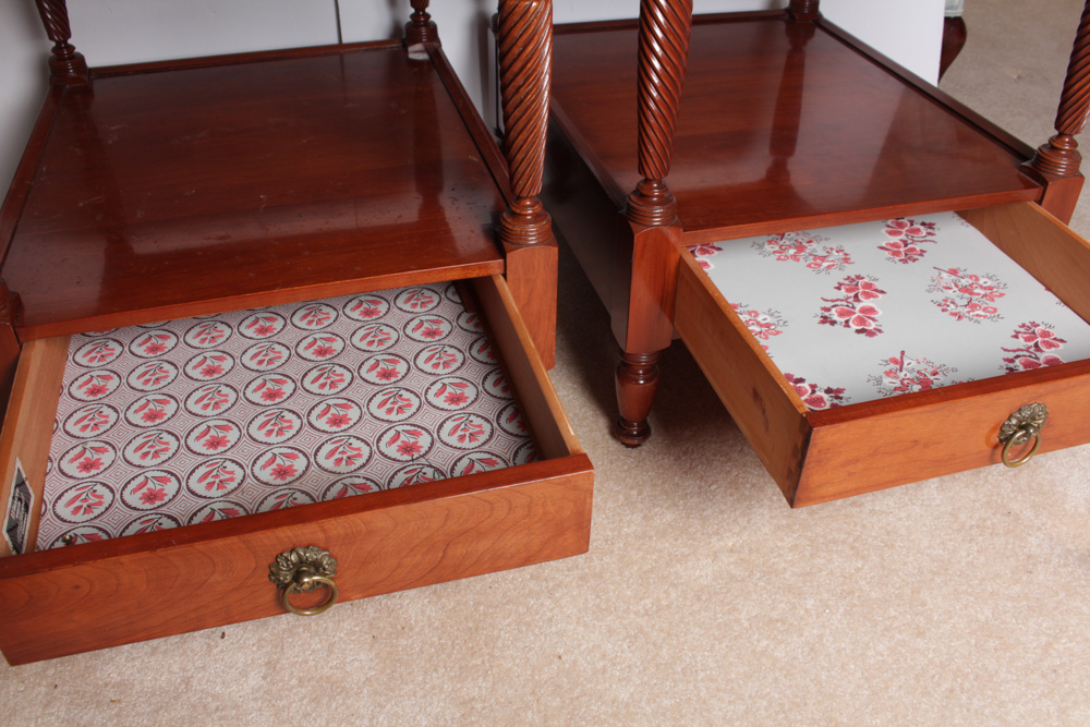 Vintage Willett Marble Top Cherry Side Tables