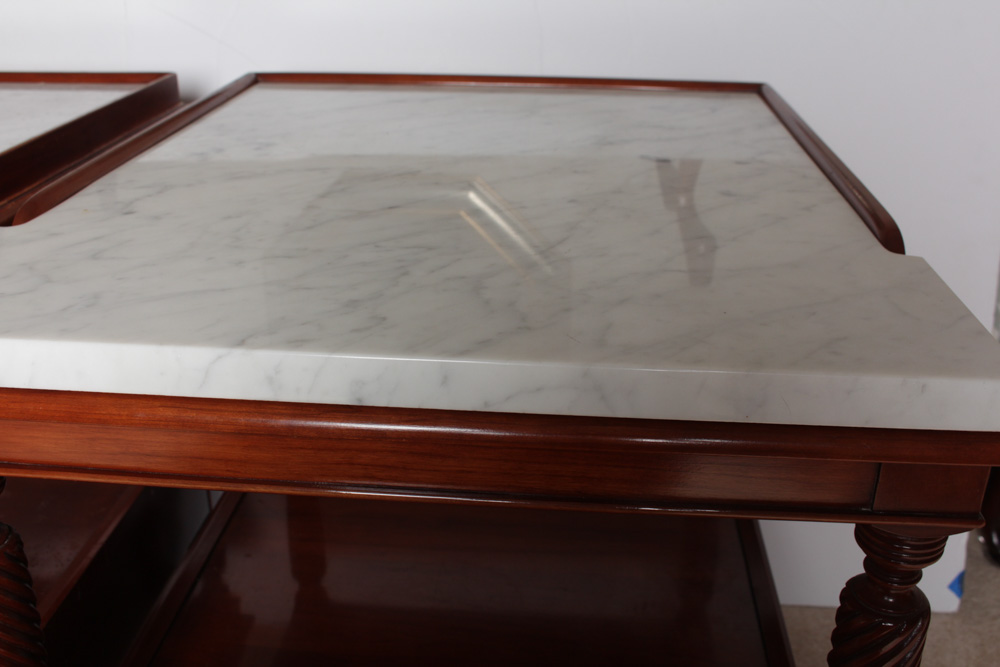 Vintage Willett Marble Top Cherry Side Tables