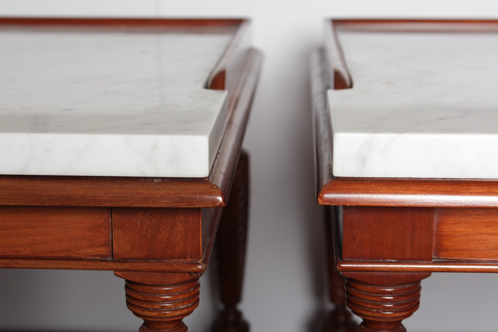 Vintage Willett Marble Top Cherry Side Tables