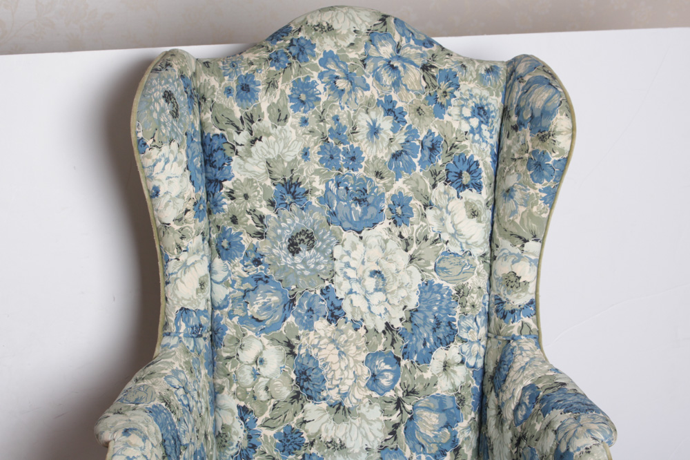 Vintage Wing Back Chair and Needlepoint Footstool