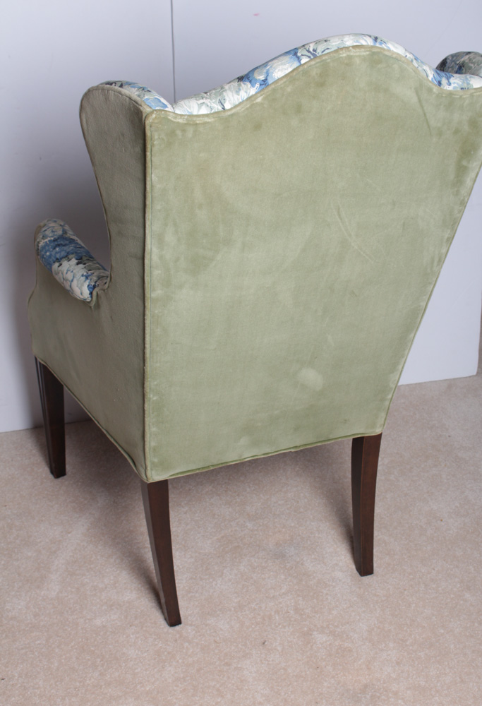 Vintage Wing Back Chair and Needlepoint Footstool