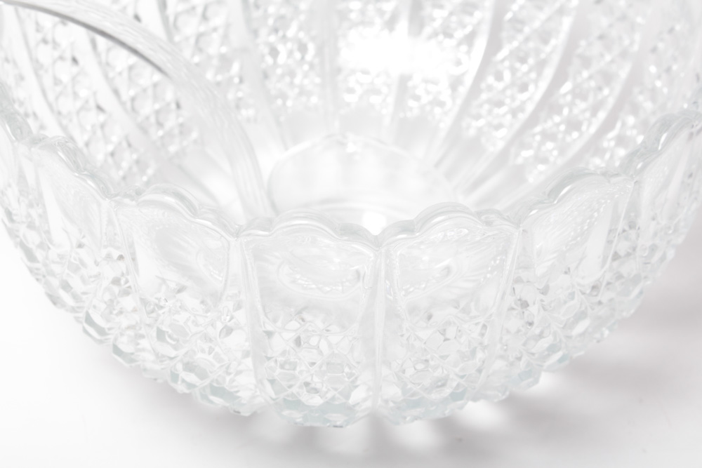 Vintage Pressed Glass Punch Bowl and Cups