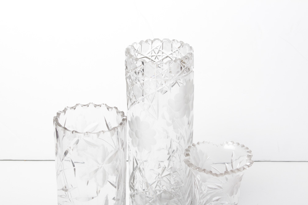 ABCG Style Cut Glass Vases