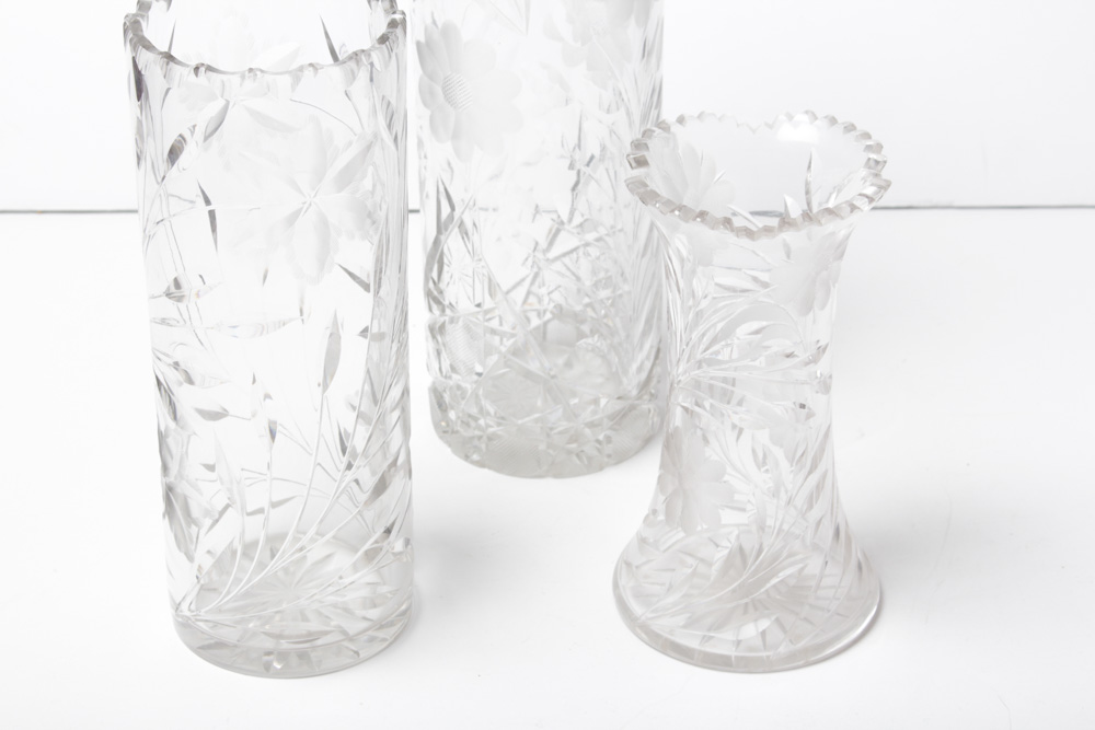 ABCG Style Cut Glass Vases