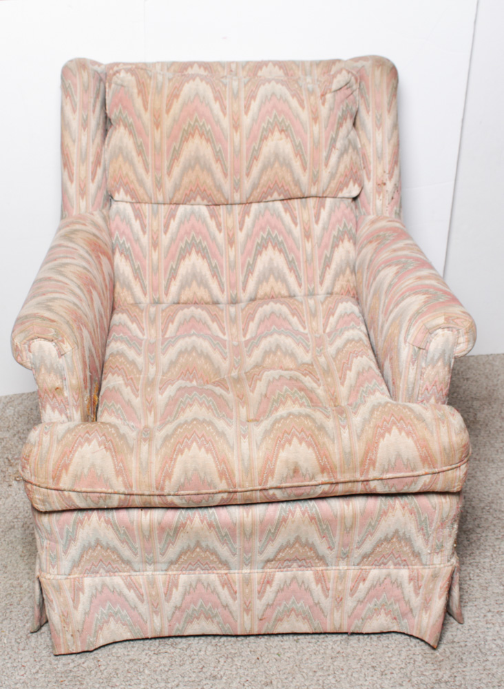 Vintage Lazarus Custom Upholstered Lounge Chairs and Ottoman