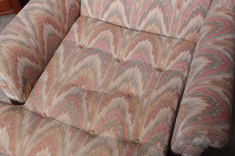 Vintage Lazarus Custom Upholstered Lounge Chairs and Ottoman