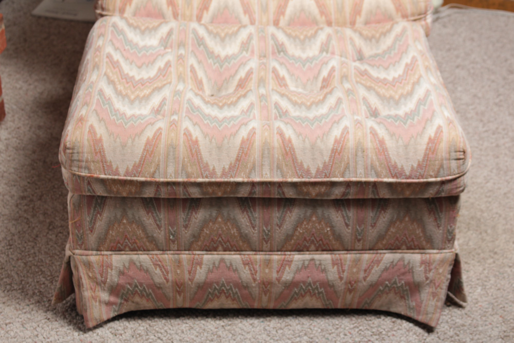 Vintage Lazarus Custom Upholstered Lounge Chairs and Ottoman