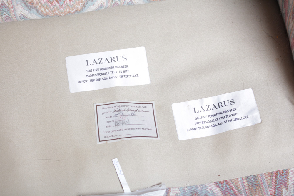 Vintage Lazarus Custom Upholstered Lounge Chairs and Ottoman