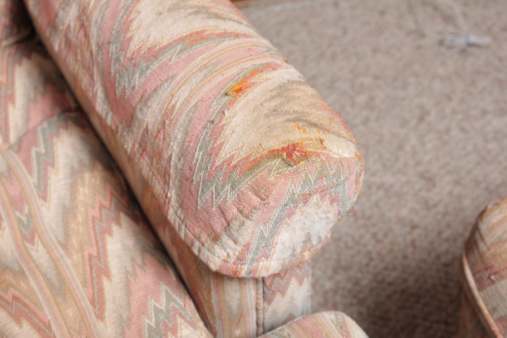 Vintage Lazarus Custom Upholstered Lounge Chairs and Ottoman