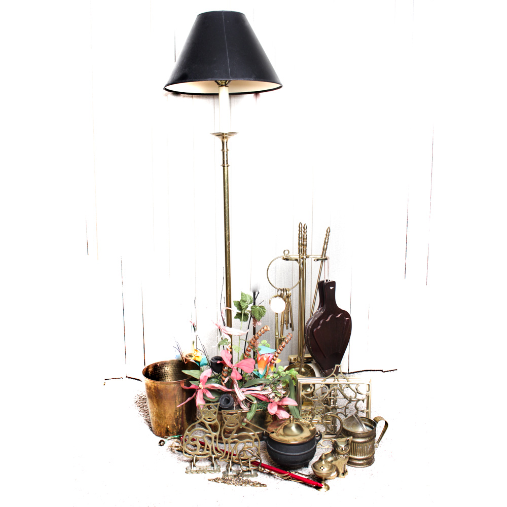 Brass Floor Lamp and Decor