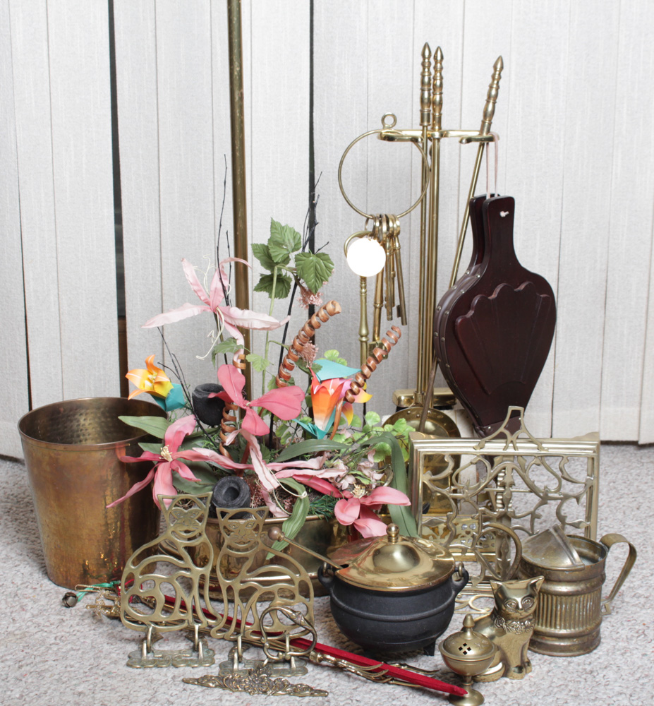 Brass Floor Lamp and Decor