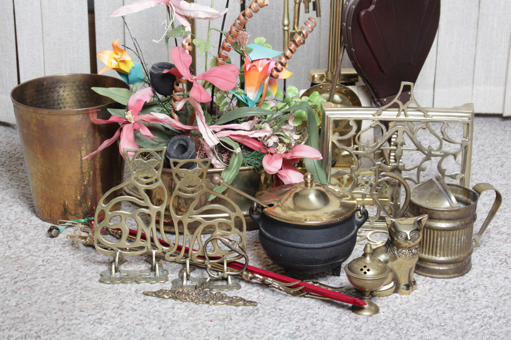 Brass Floor Lamp and Decor