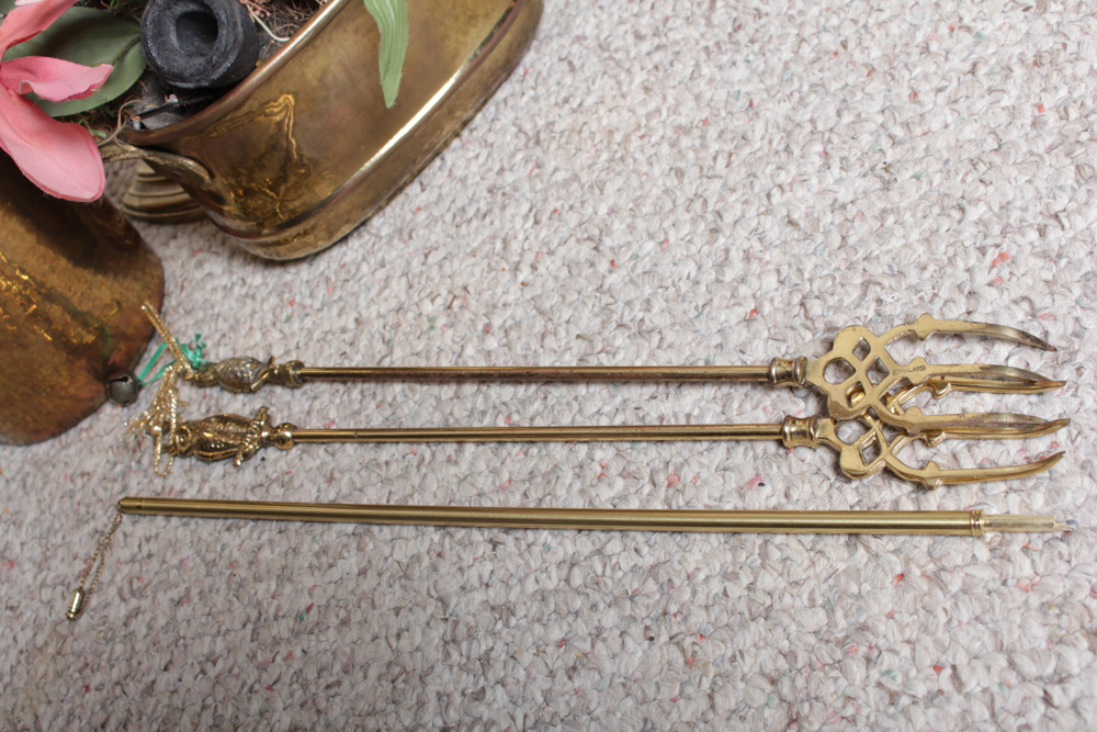 Brass Floor Lamp and Decor