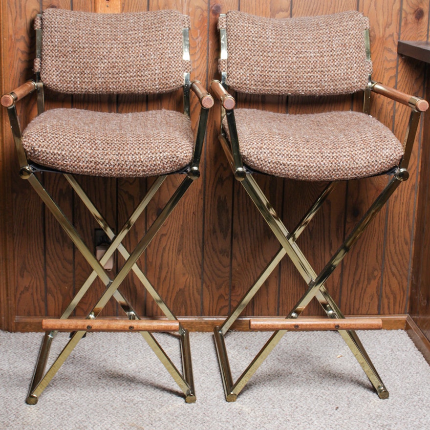 Mid Century Upholstered Director Style Bar Stools