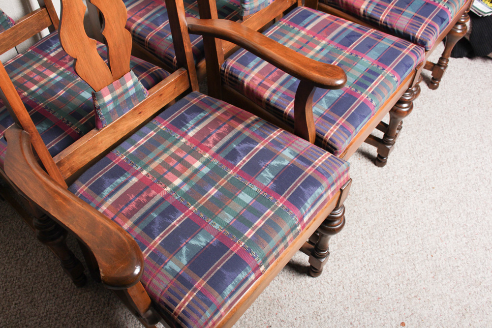 Vintage Upholstered Cherry Dining Chairs