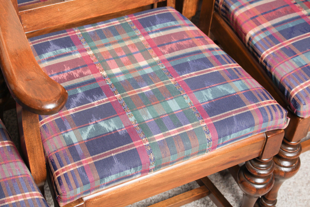 Vintage Upholstered Cherry Dining Chairs